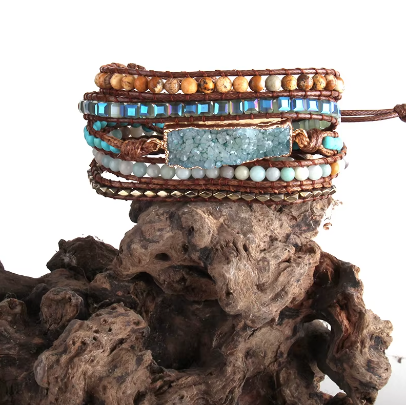 Pulsera de Turquesa y Cuarzo Azul
