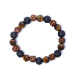 Pulsera de Fuerza Interior de Rudraksha, Ojo de Tigre y Piedra de Laja