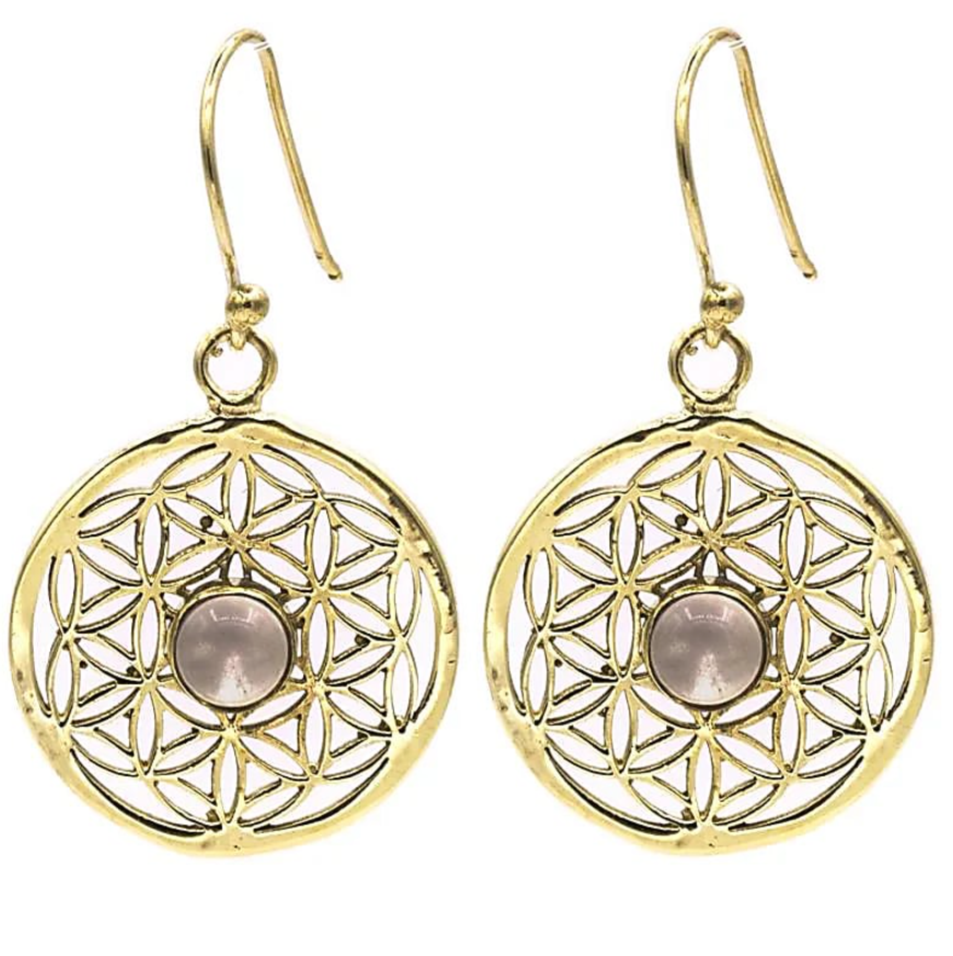 Pendientes de la Flor de la Vida y Cristal de Roca
