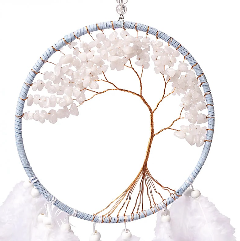 Atrapasueños Árbol de la Vida en jade blanco - Sueño apacible