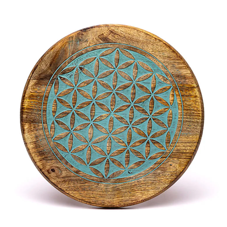 Mesa de Centro con Forma de Flor de Vida de Madera de Mango