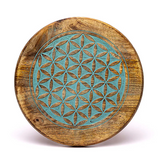 Mesa de Centro con Forma de Flor de Vida de Madera de Mango