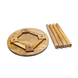 Mesa de Centro con Forma de Flor de Vida de Madera de Mango