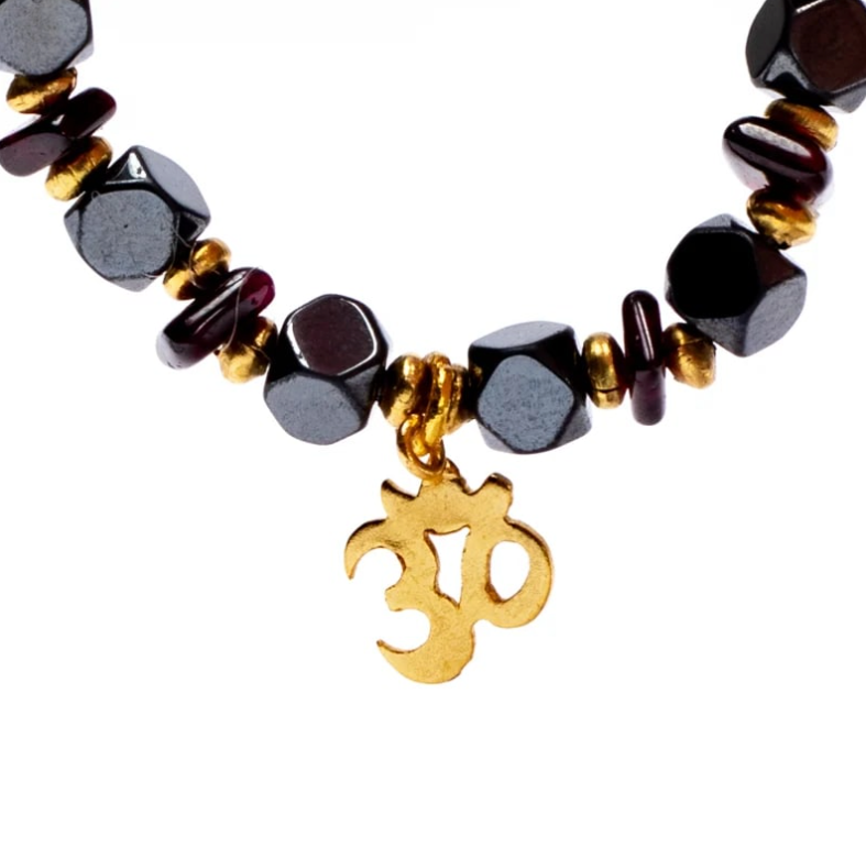 Pulsera de Anclaje Sagrado - Hematita y granate facetado