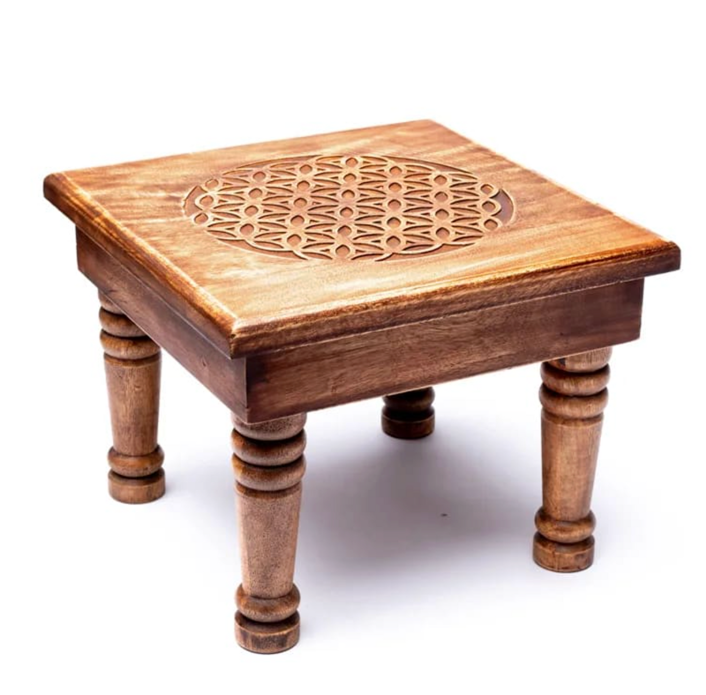 Mesa sagrada Flor de la Vida en madera – Altar espiritual