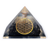 Orgonite Tourmaline Noire et Cristal de Roche – Fleur de Vie et Protection Énergétique