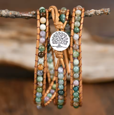 Bracelet Wrap Anantaya – Agate Indienne & Arbre de Vie - univers tibet