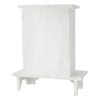 Altar de pie de madera de mango blanco – Motivo de loto