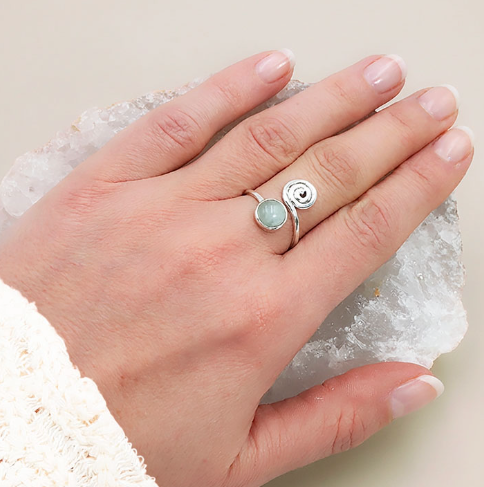Anillo Vela de Claridad Aguamarina y Plata 925 – Calma y Expresión