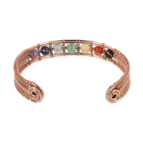 Pulsera Magnética de Cobre con Piedras de Chakras – 1098 Gauss