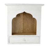 Altar de pie de madera de mango blanco – Motivo de loto