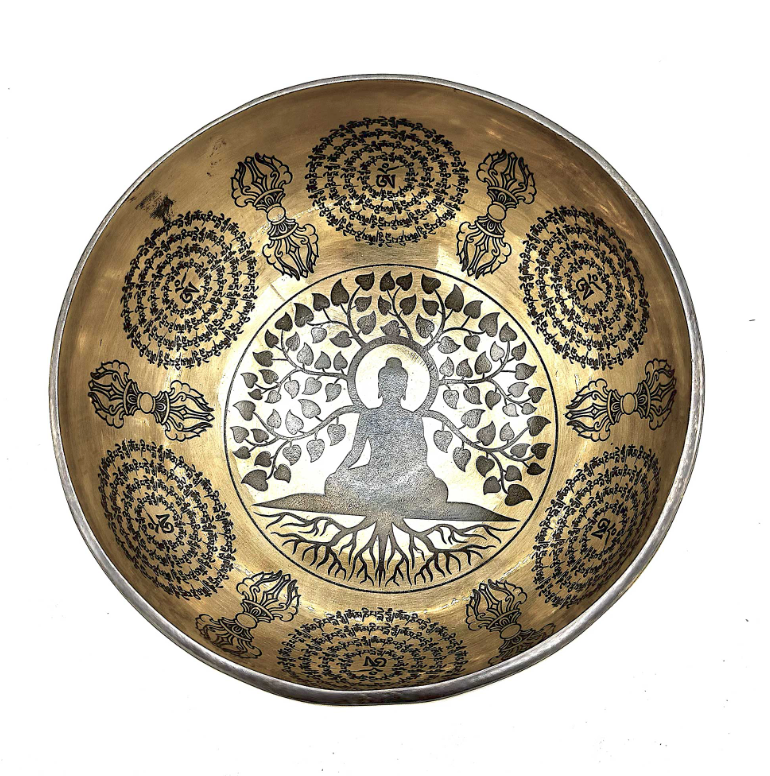 Bol Tibetano Sonoro con Forma de Árbol de Bodhi, 16 cm