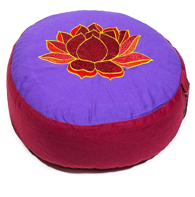 Almohada de Meditación en Forma de Loto Violeta y Roja