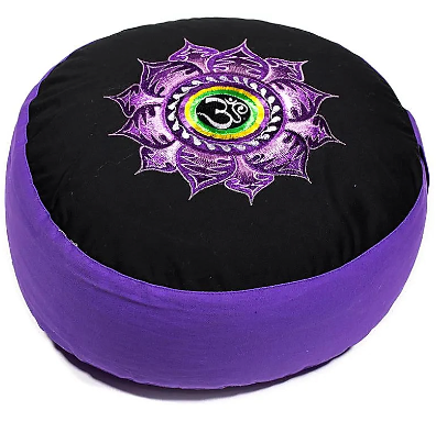 Almohada de Meditación OM Violeta y Negra