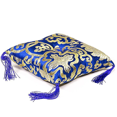 Almohada para Bol Tibetano Bordado Azul y Dorado 12X12