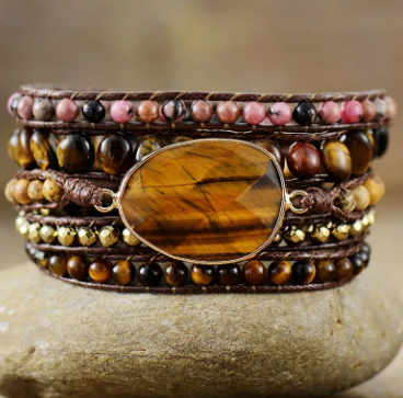 pulsera enrollada - ojo de tigre - Mundo Tibet