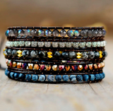 pulsera de cuentas de onix y cristal - Mundo Tibet