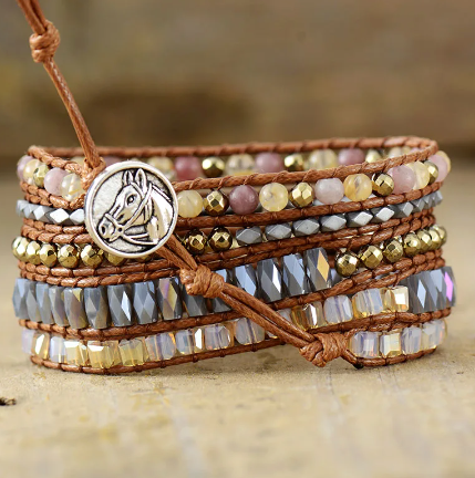 Pulsera Wrap de Cuarzo y Cristal