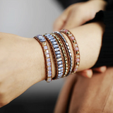 Pulsera Wrap de Cuarzo y Cristal