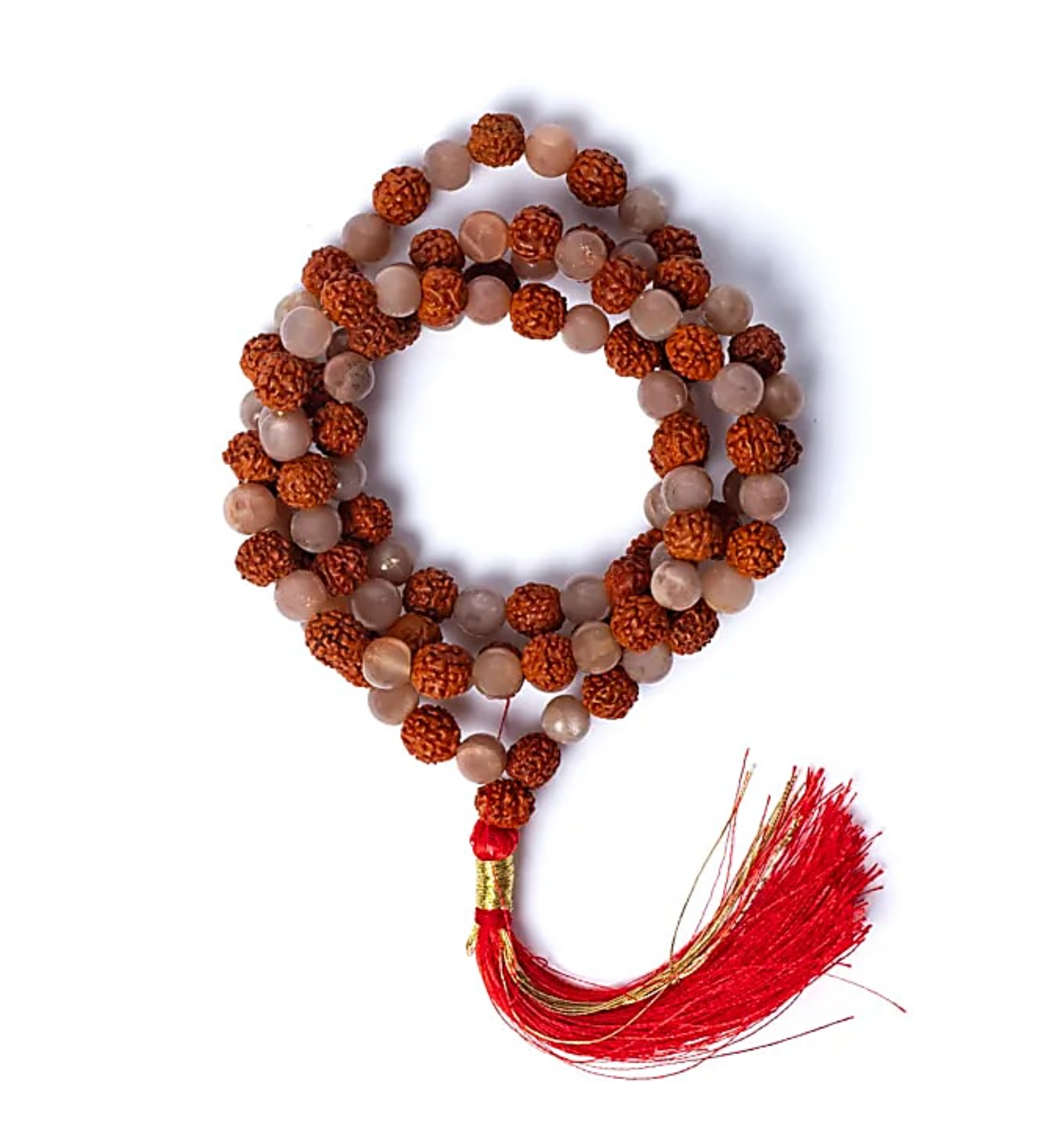 Collar de Mala de Pierre de Lune, Rudraksha, Estilo Gótico