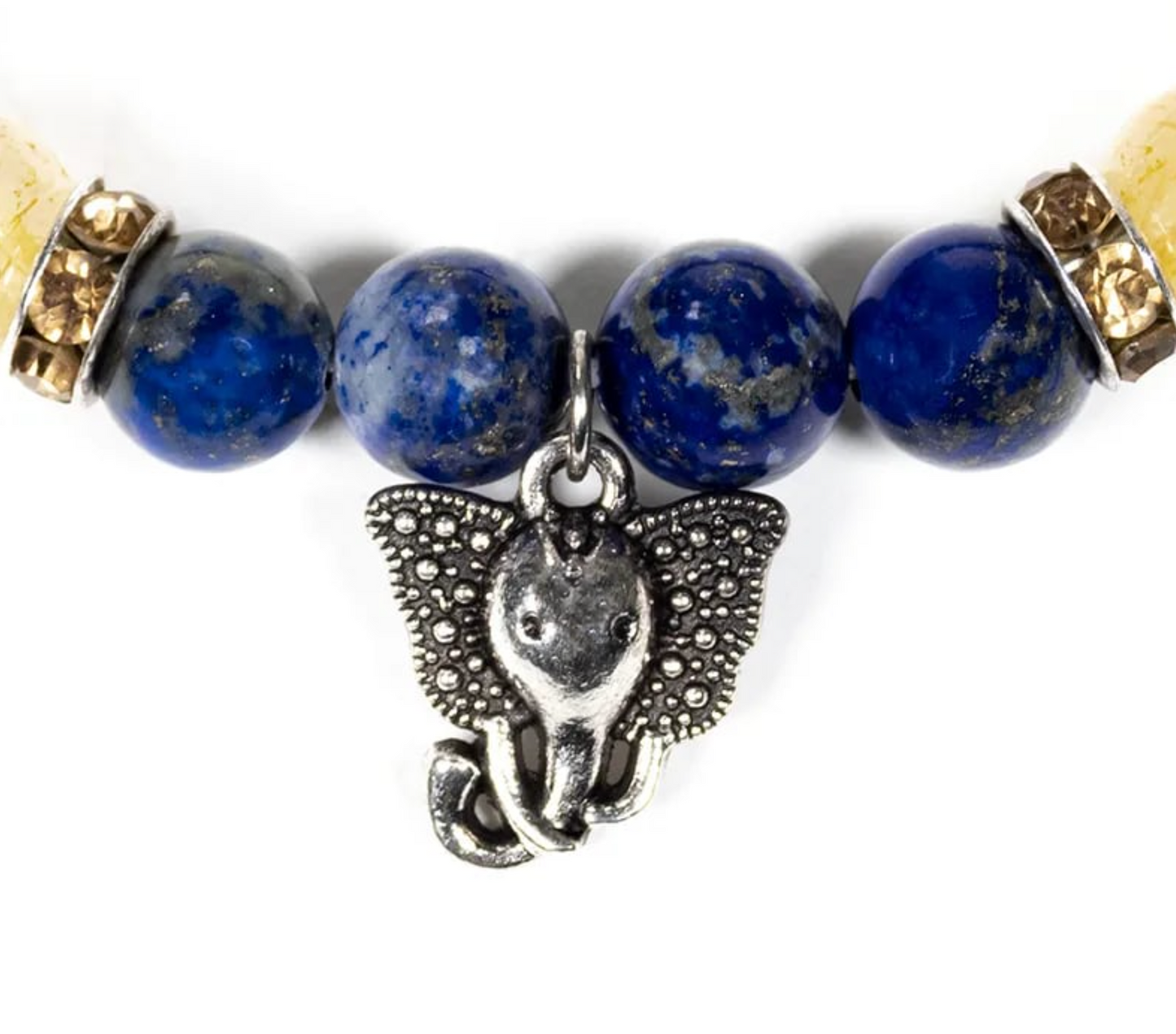 Pulsera Ganesh de Lapislázuli y Cuarzo Rutilo