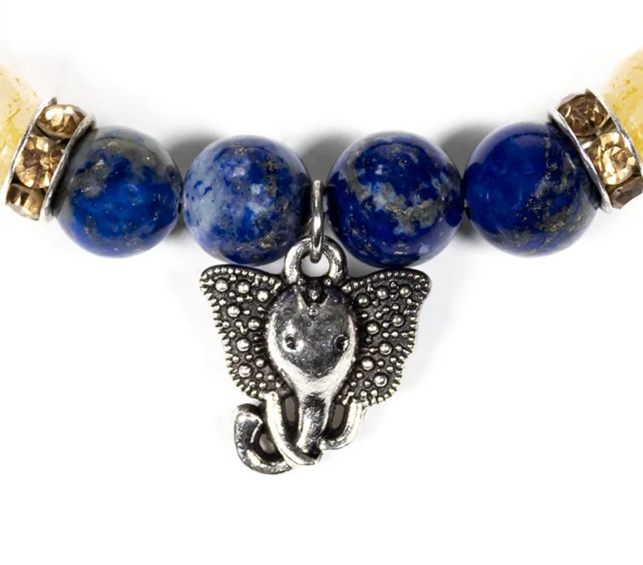 Pulsera Ganesh de Lapislázuli y Cuarzo Rutilo