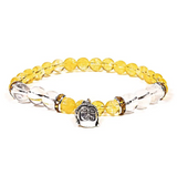Pulsera de citrina, cristal de roca, Buda - Mundo Tibet