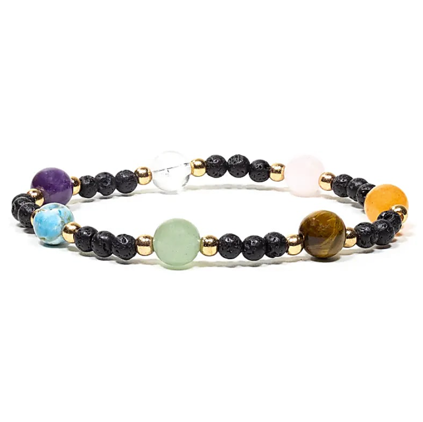 pulsera de lava y piedras preciosas - Mundo Tibet