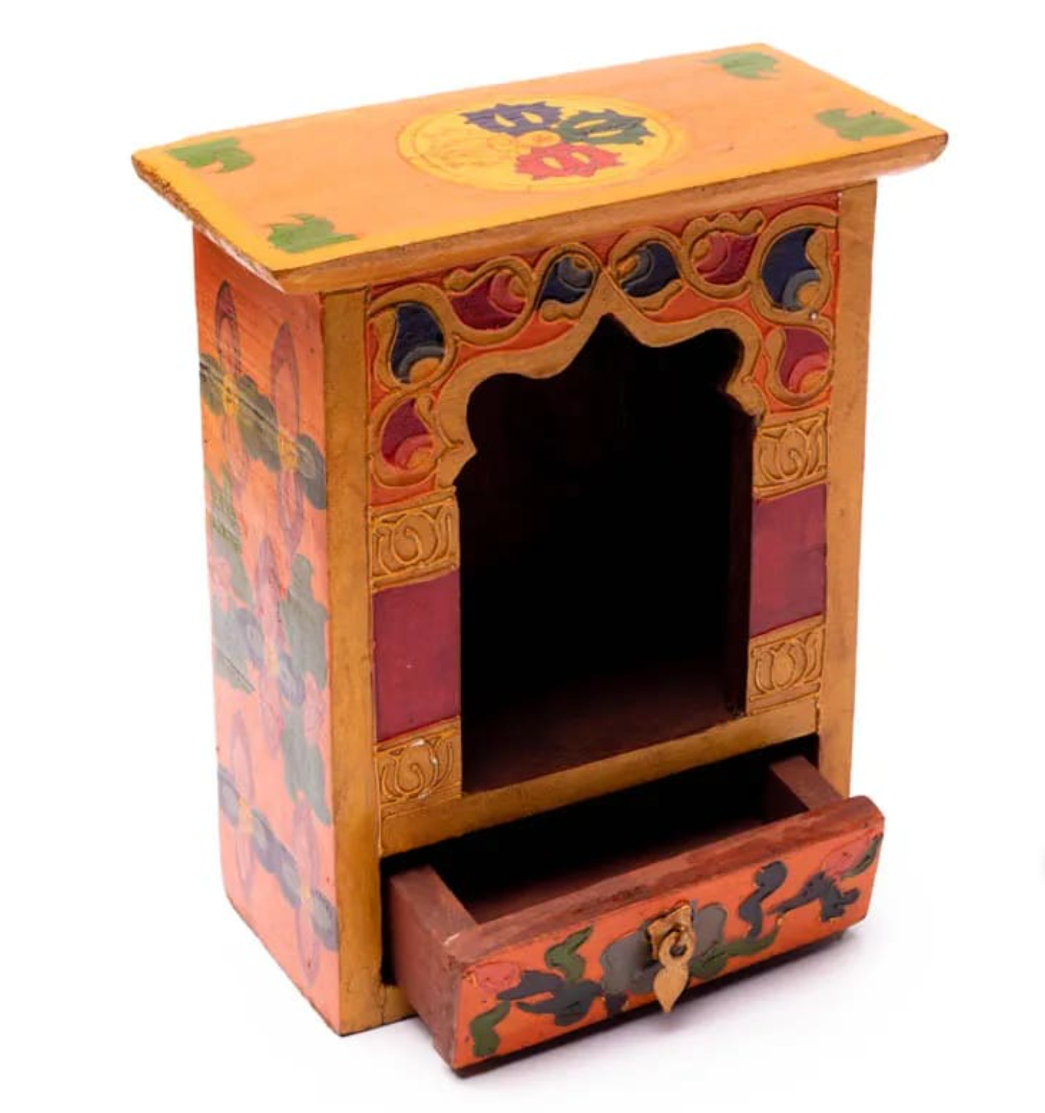 Altar Budista Pintado a Mano con Cajón