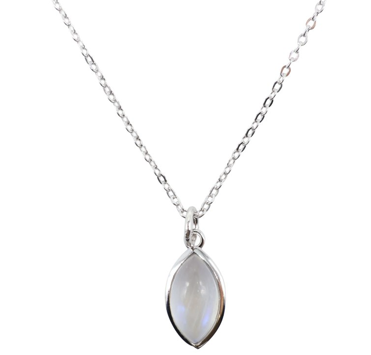 Collar Lágrima Lunar - Piedra de Luna y Plata 925 - Mundo Tibet