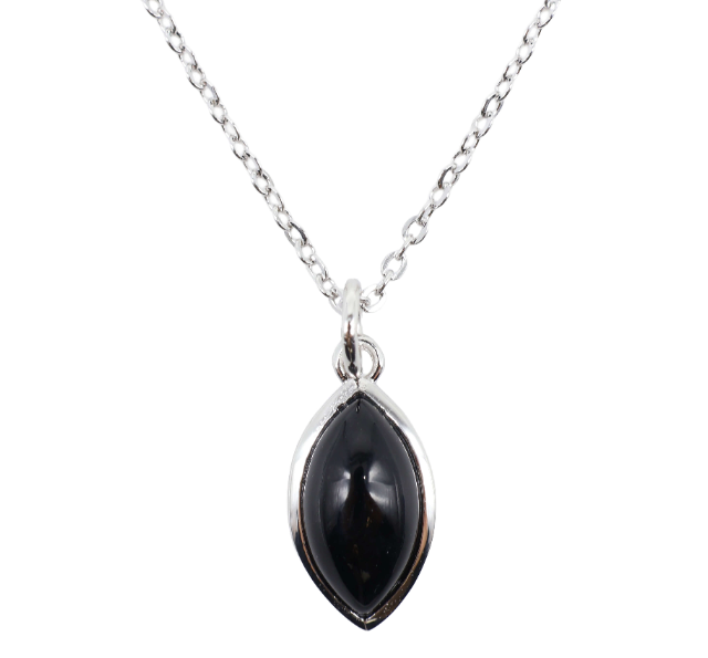Collar Lágrima de Anclaje en Ónix Negro – Plata 925 - Mundo Tibet