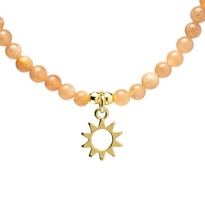Collar de Piedra del Sol con colgante de Piedra del Sol – Radiación, buena suerte y energía positiva - Mundo Tibet