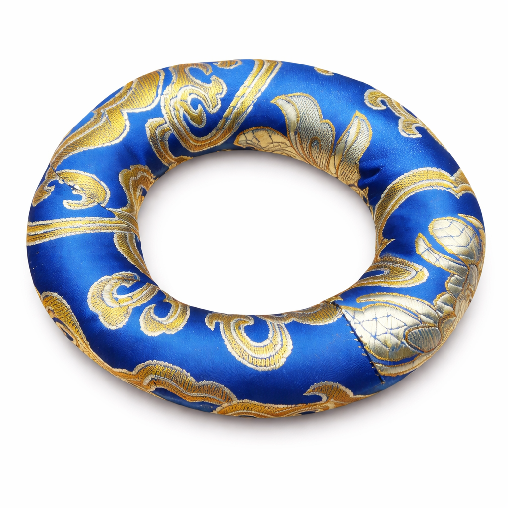Almohada Círculo para Bol Tibetano – Azul y Dorado - 100 mm - Mundo Tibet