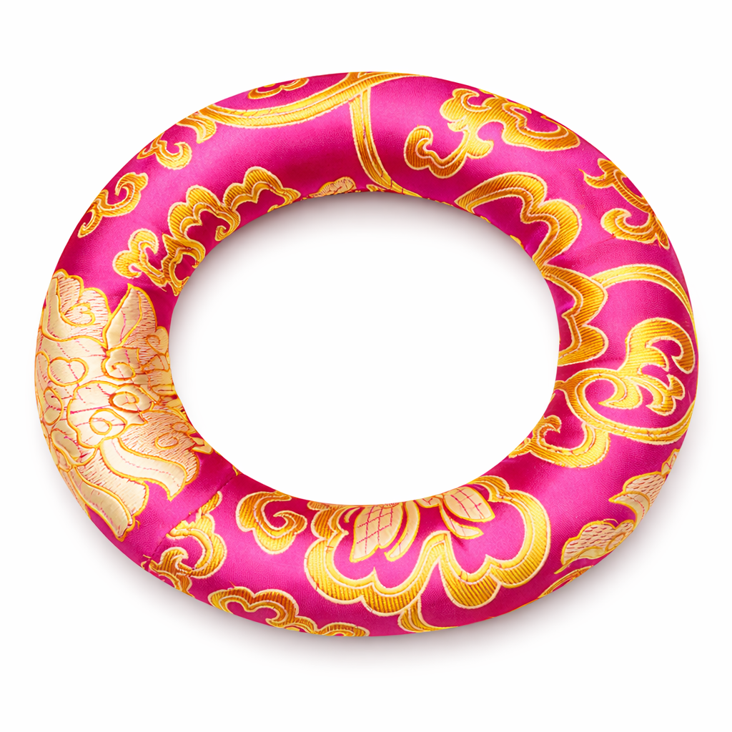Almohada en forma de círculo para bol de canto – Fucsia y dorado - 160 mm - Mundo Tibet