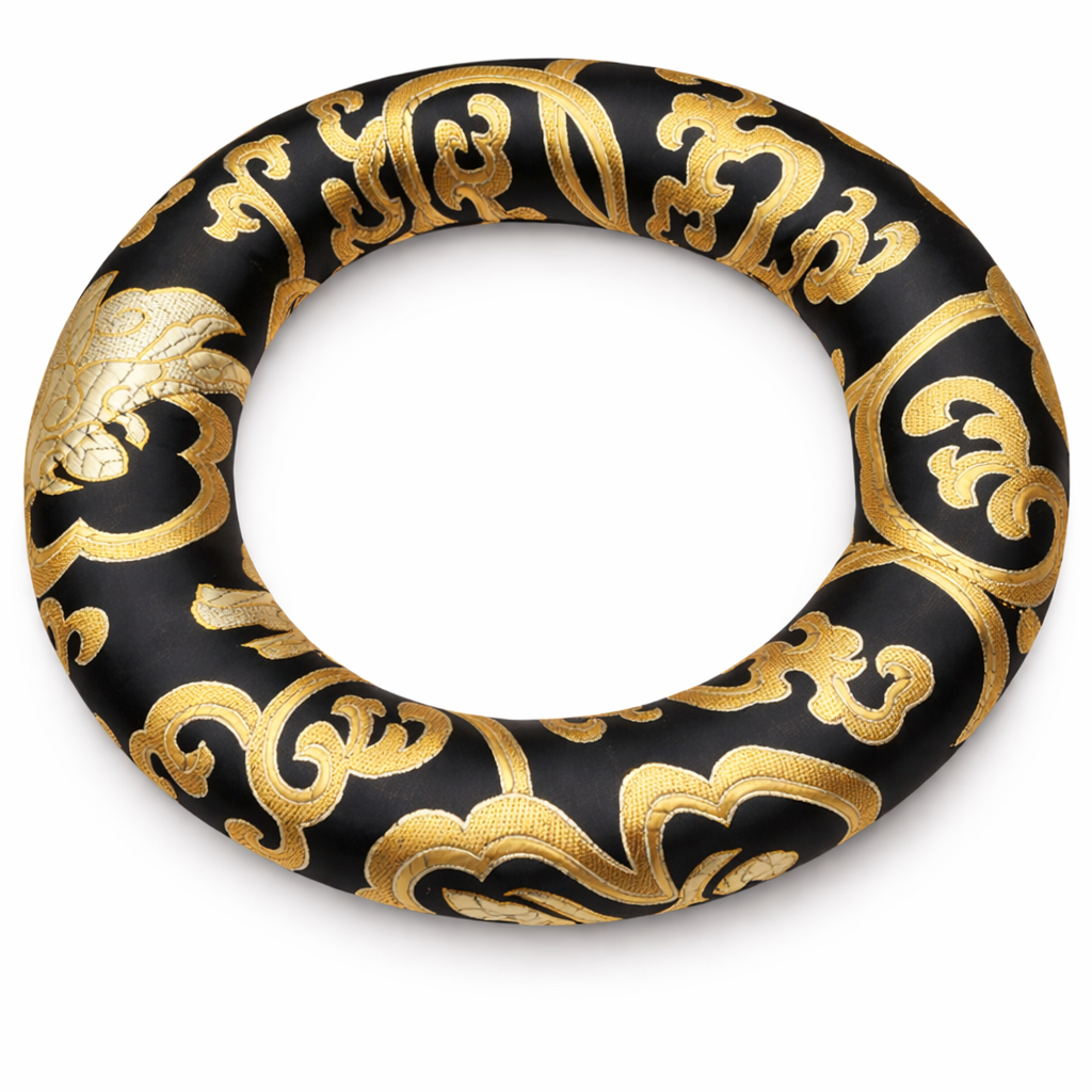 Almohada en forma de círculo para bol, negro y dorado - 160 mm - Mundo Tibet
