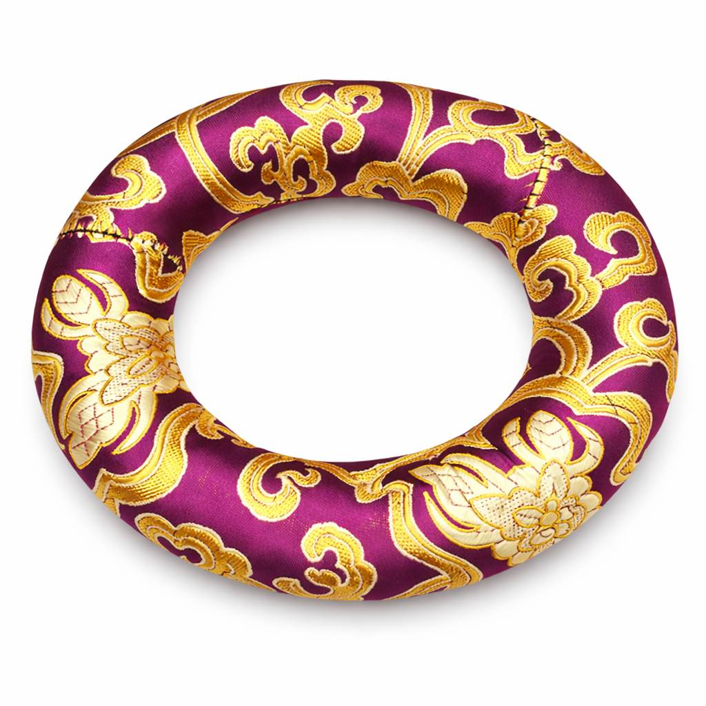 Almohada de forma circular para tazón sonoro – Pera y dorado - 140 mm - Mundo Tibet