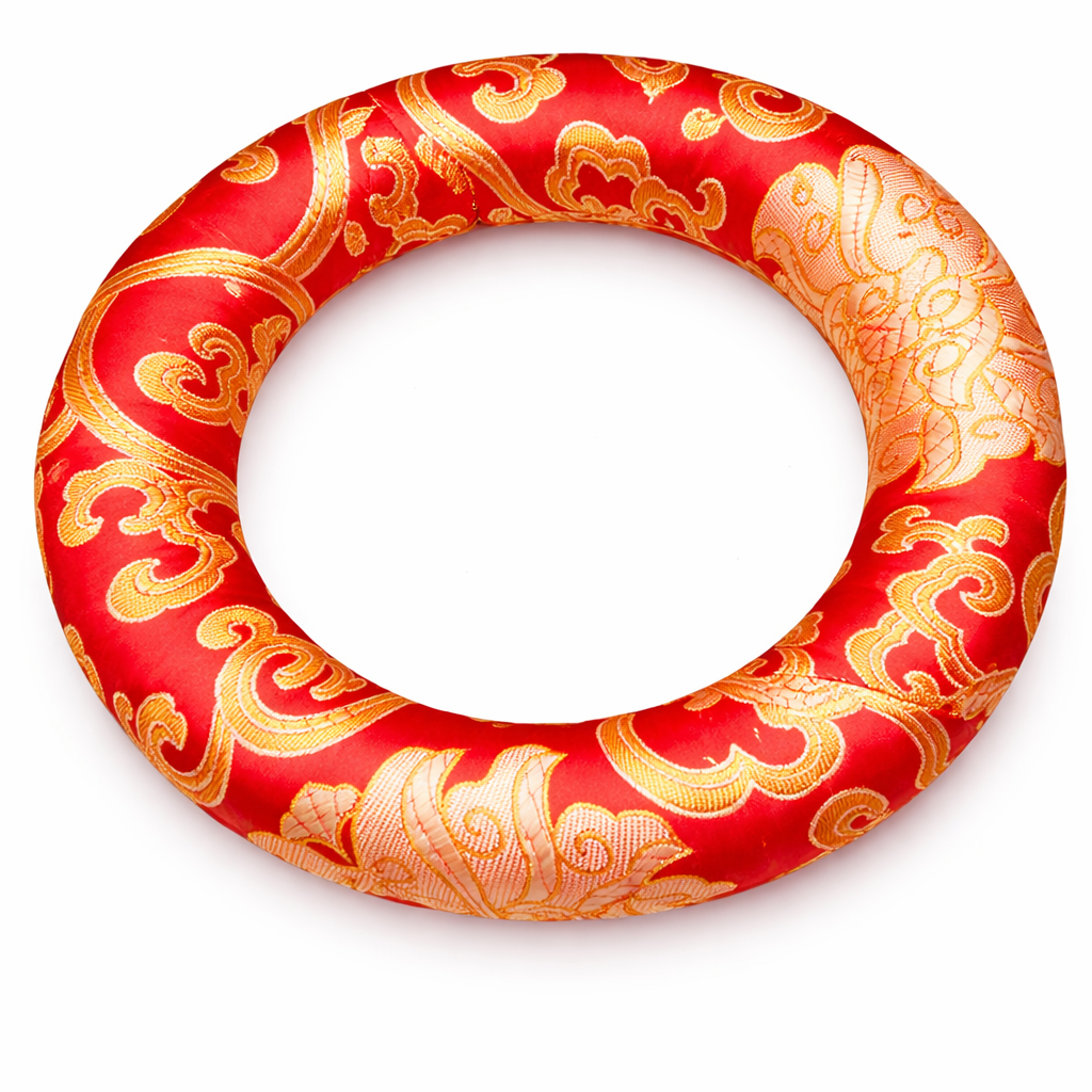 Almohada en forma de círculo para cantar mantras – Rojo y dorado - 160 mm - Mundo Tibet