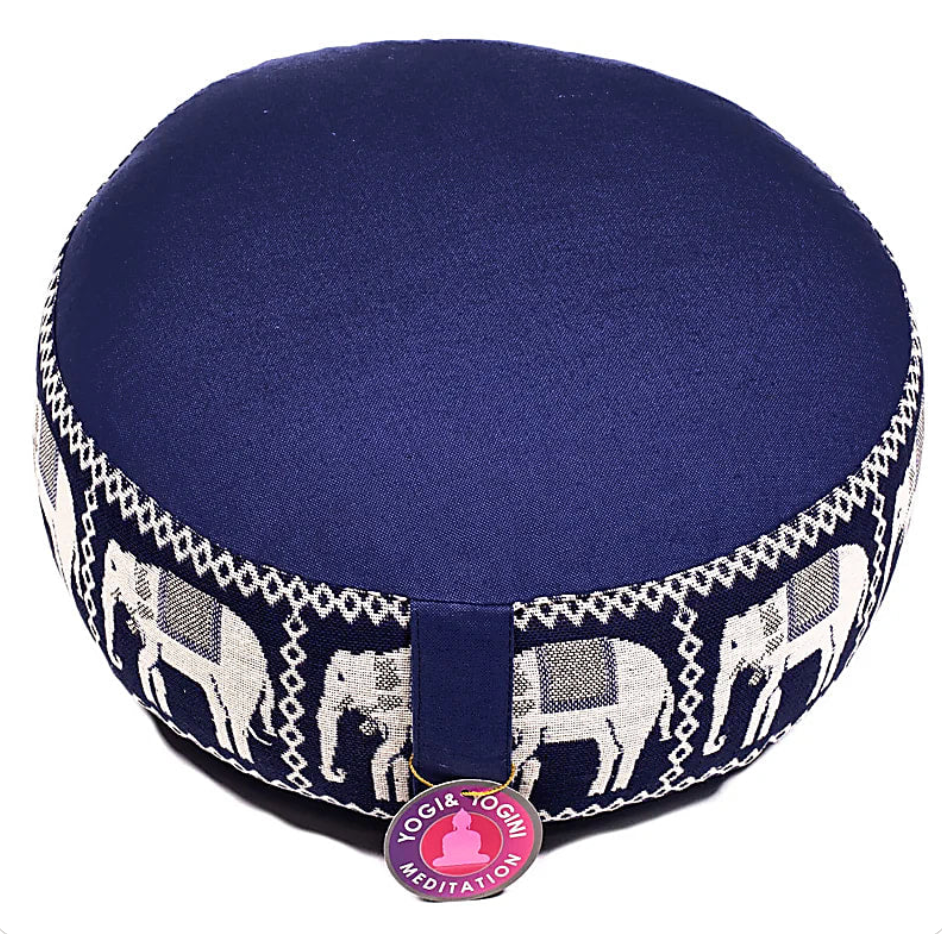 Coussin de Méditation Bleu Symbole Eléphant