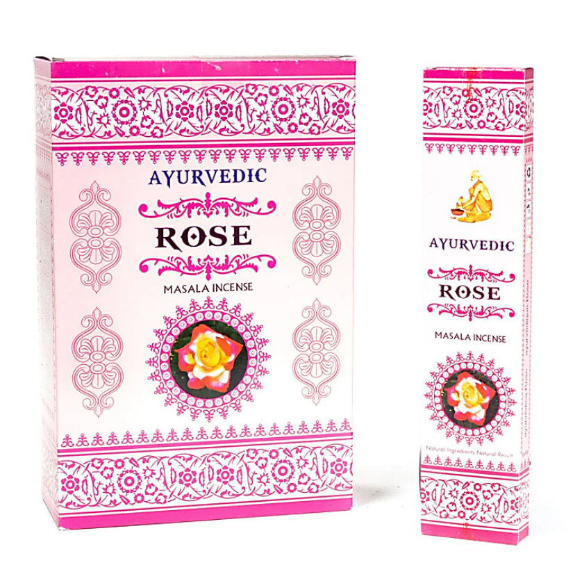 Incenso Ayurvédico Premium Masala – Rosa (paquete de 6 cajas) – Mundo Tibet