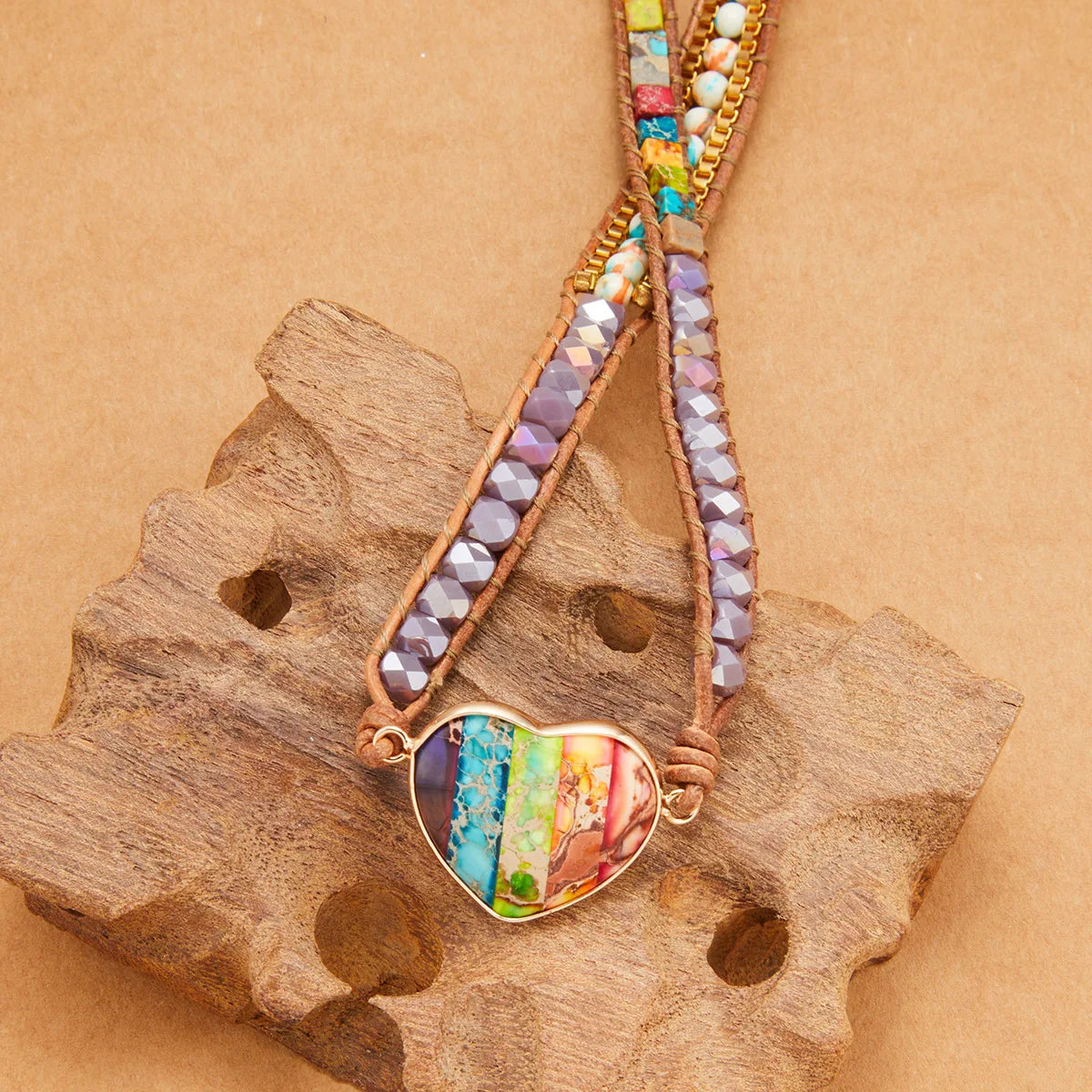 Pulsera Wrap 7 Chakras : Jaspe Imperial - Cristal - Ágata
