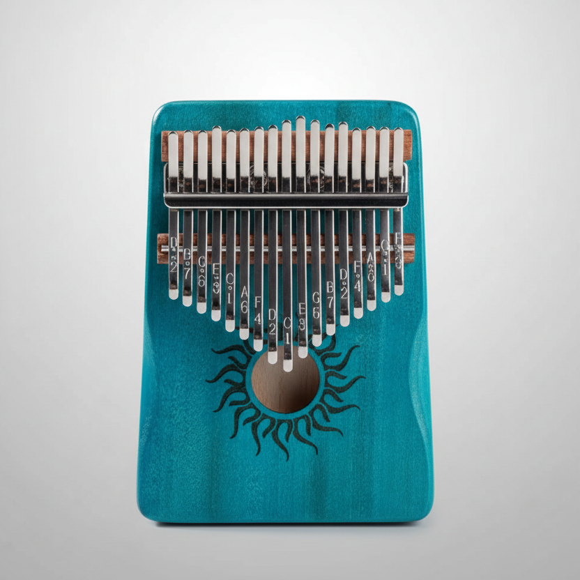 Kalimba de 17 teclas, madera de arce, azul - Mundo Tibet
