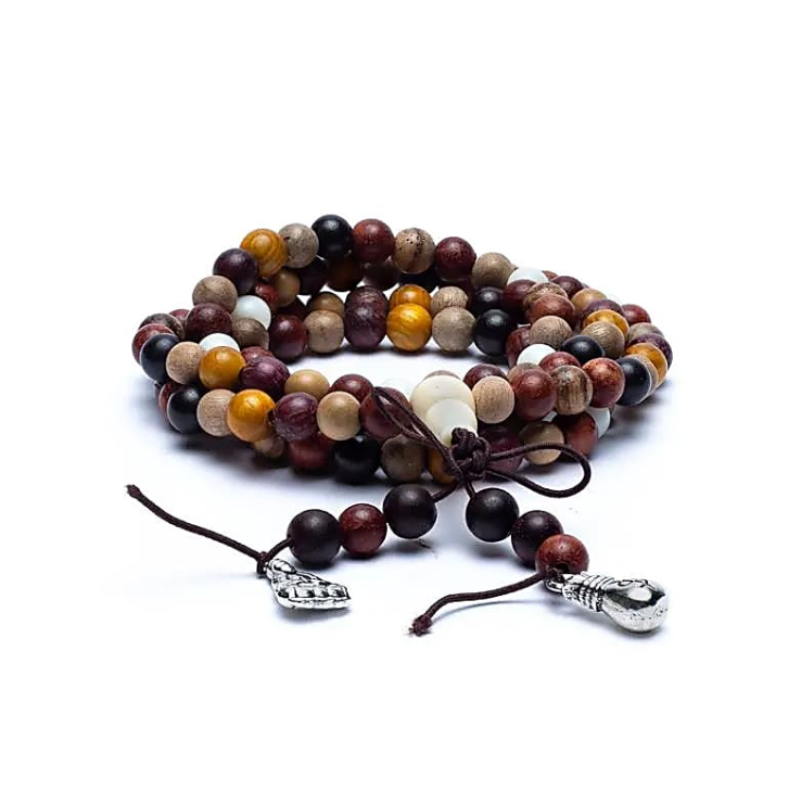 Mala de 4 maderas: Rosa, Wenge, Ébano y Fresno - Mundo Tibet