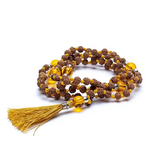 Amuleto tibetano de Rudraksha y citrino - Mundo Tibet