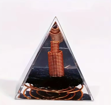Pirámide de Orgonita Protectora Negra – Obsidiana - Mundo Tibet