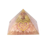 Pirámide de Orgonita Corazón de Luz – Cuarzo Rosa & Símbolo del Corazón - Mundo Tibet