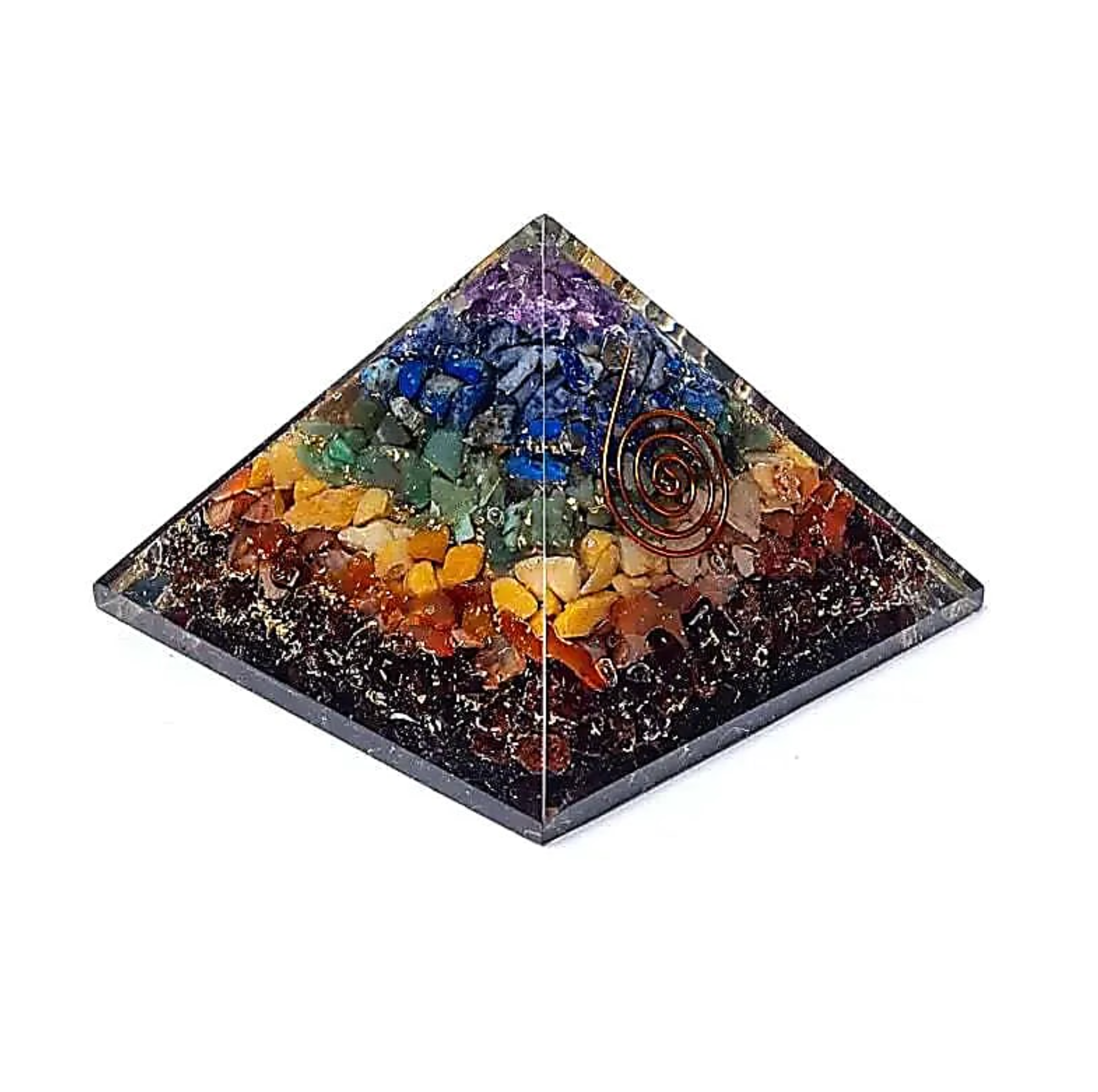 Pirámide de Orgonita para el Despertar de los Chakras – 7 Piedras Naturales – Mundo Tibet