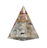 Pirámide de Orgonita de Armonía Lunar de Piedra de Luna y Símbolo Lunar - Mundo Tibet