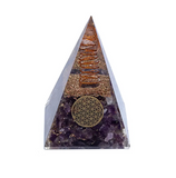 Orgonite Pyramide Sagesse Cosmique – Améthyste & Fleur de Vie - Univers Tibet