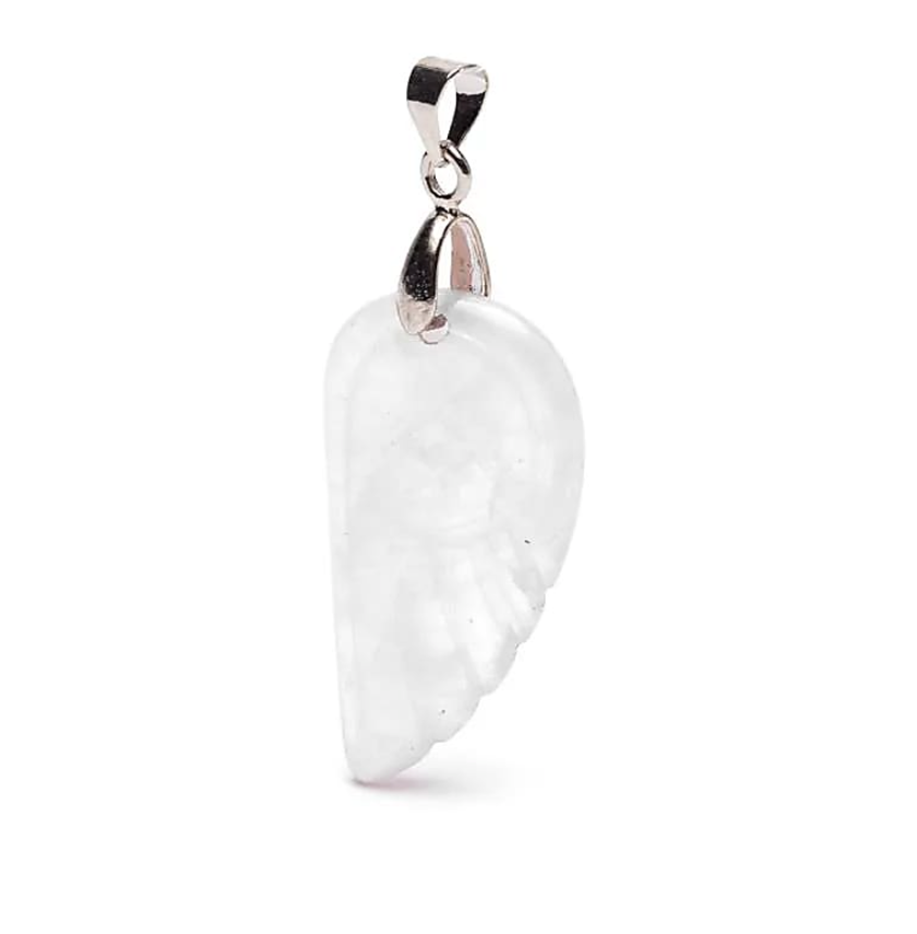Colgante de ala de ángel de cristal de roca - Mundo Tibet