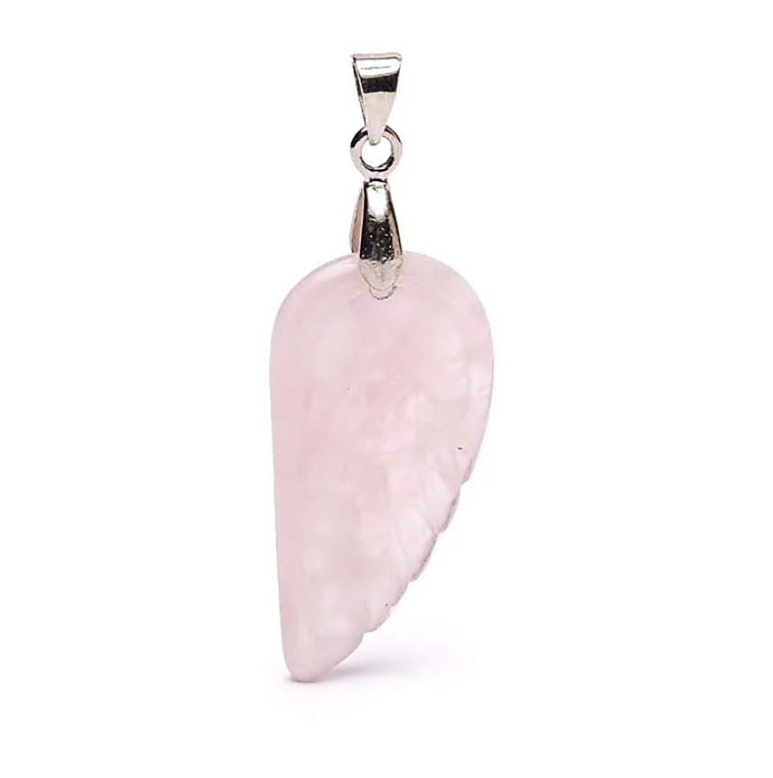 Colgante de alas de ángel en cuarzo rosa - Protección y dulzura del corazón - Mundo Tibet